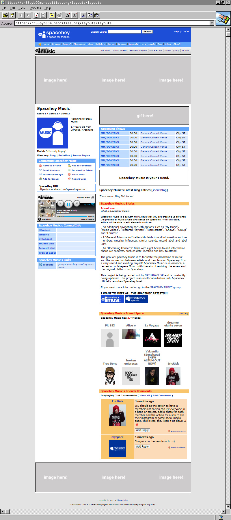 Spacehey Music Screenshot